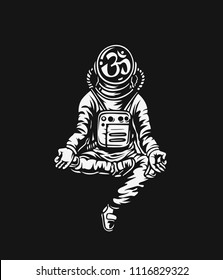 Astronaut in spacesuit yoga gestures , Hand Drawn Sketch Vector illustration.