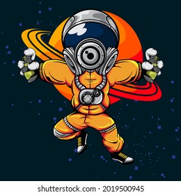 THE ASTRONAUT WITH SPRAY CAN IN THE UNIVERSE ILLUSTRATION