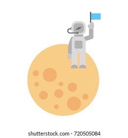 astronaut stand on the moon with flag space mission