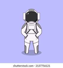 astronaut standing facing forward putting his hand in his pocket illustration