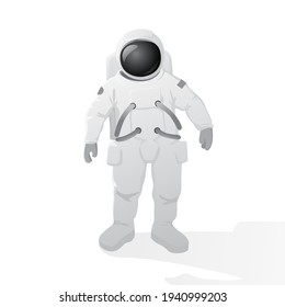 Astronaut standing isolated on white background, vector illustration