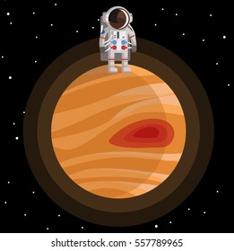 astronaut standing on jupiter near the great red spot
