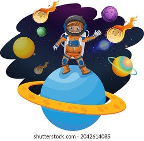 Astronaut standing on a planet  illustration