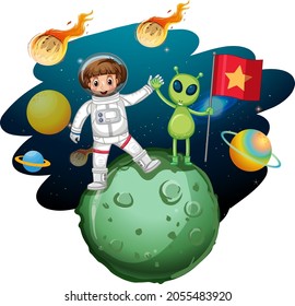 Astronaut standing on a planet  illustration