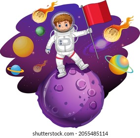 Astronaut standing on a planet  illustration