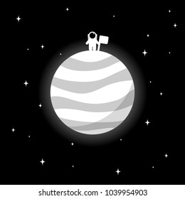 Astronaut standing on the planet - isolated vector illustration
