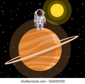 astronaut standing on saturn