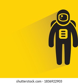 astronaut standing on yellow background