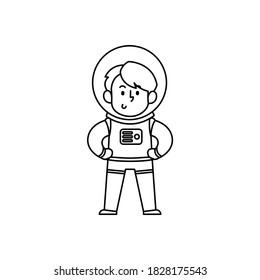 Astronaut standing pose in space character concept illustration. Vector sticker space man good for mascot, web design, mobile apps