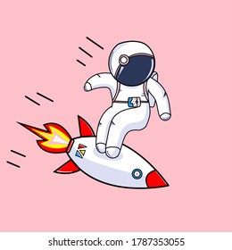 astronaut standing in a rocket vector illustration