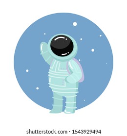 Astronaut Standing With Star Sky Behind Vector Illustration