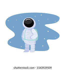 Astronaut standing with universe around vector illustration