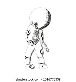 The astronaut stands and looks. Isolated vector illustration without background.