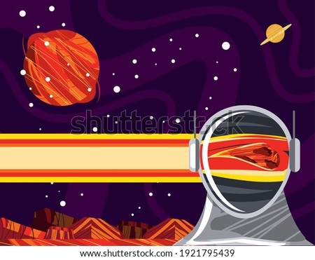 astronaut starry sky surface planet abstarct style vector illustration