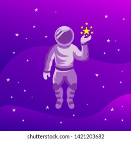 Astronaut with the stars illustration