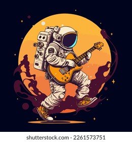 Astronaut stay with guitar vector t-shirt design