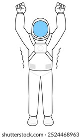 Astronaut stretching and standing tall, Vector Illustration