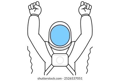 Astronaut stretching and standing tall, Vector Illustration