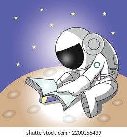 an astronaut is studying on the moon