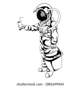 Astronaut Subject and pose unique illustration