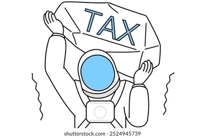Astronaut suffering from tax increases, Vector Illustration