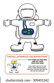 Astronaut Suit Cut Out Activity for Kids for Birthdays or Educational Games. Editable Clip Art.