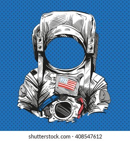 Astronaut Suit. Hand Drawn Vector Illustration