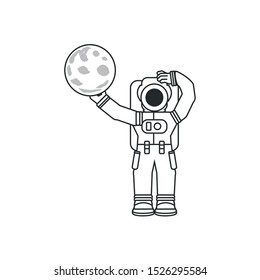 astronaut suit with moon isolated icon vector illustration design