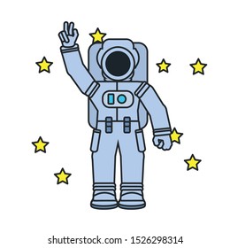 astronaut suit with set of stars vector illustration design