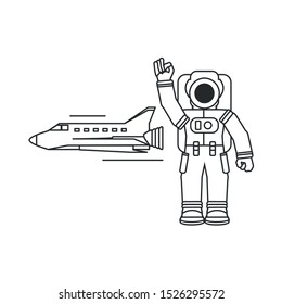 astronaut suit with space shuttle isolated icon vector illustration design