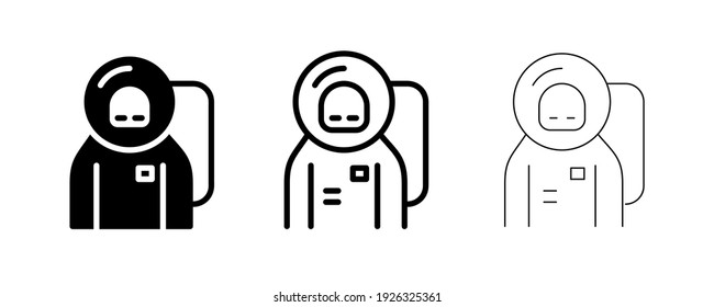 Astronaut suit vector. This symbol, astronaut helmet and suit logo, web and app design. Editable line. Space Icon, Space sign, symbol line vector.