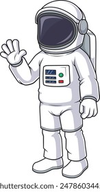 Astronaut in suit waving vector illustration