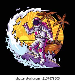 Astronaut Summer Surfing am Weltraumstrand