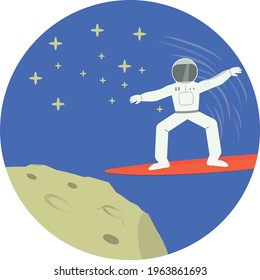 astronaut surfer on the moon 