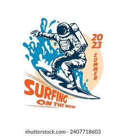 Astronautensurfkunst für T-Shirt-Design