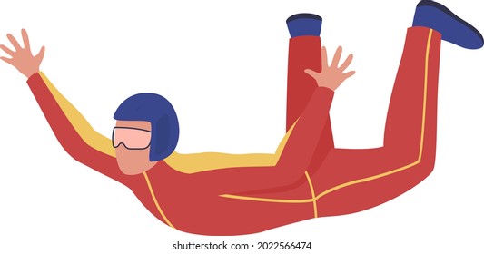 Astronaut takes wind tunnel training semi flat color vector character. Full body person on white. Skydiving course isolated modern cartoon style illustration for graphic design and animation