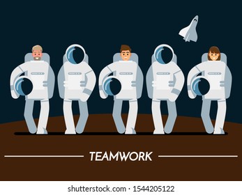 Astronaut team,Business People teamwork New market concept,Vector illustration cartoon character.