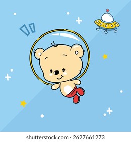 Astronaut Teddy Bear in Space