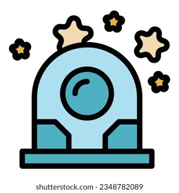 Astronaut telescope icon outline vector. Alien ufo. Cute ship color flat