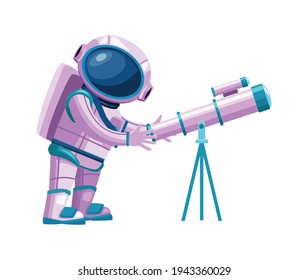 astronaut with telescope space scene
