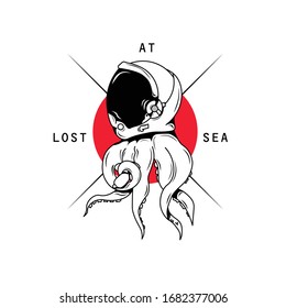 Astronaut tentacle helmet with red circle create by formiga 
