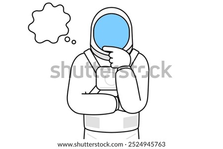 Astronaut thinking while scratching his face, Vector Illustration
