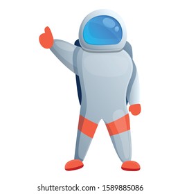 Astronaut thumb up icon. Cartoon of astronaut thumb up vector icon for web design isolated on white background