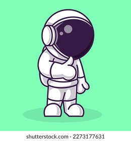 astronaut thumbs up pose Cartoon Illustration Vector file. Isolated Premium Vector icon, every object is on separated layer. Flat Cartoon Style