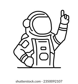 Astronaut thumbs up travels to the moon. icon flat style. vector illustration EPS 10. editable stroke.