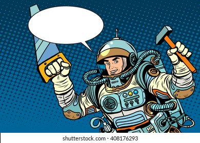 Astronaut with tools for repair