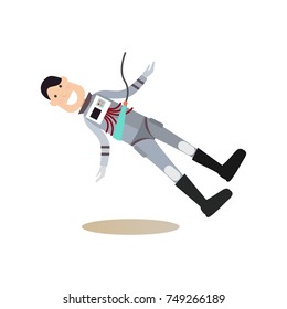 Astronaut training concept vector illustration. Astronaut practicing extravehicular activities or space walks. Space people flat style design element, icon isolated on white background.