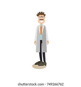 Astronaut training concept vector illustration. Doctor preparing astronaut candidates for being in space. Space people flat style design element, icon isolated on white background.