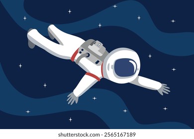 Astronaut travel the space. Space exploration. Astronaut floating.