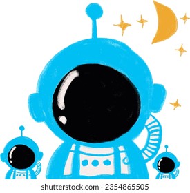 Astronaut traveling the world in a blue suit